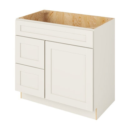 Catalina 36" Sink Base with Left Drawers Freestanding Bathroom Vanity, Shell White