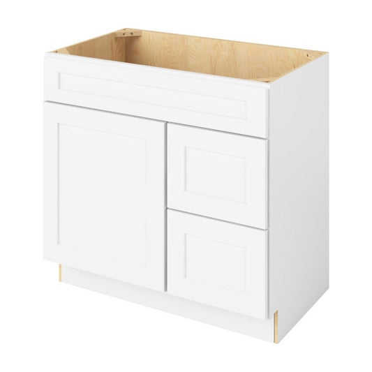 Catalina 36" Sink Base with Right Drawers Freestanding Bathroom Vanity, Polar White
