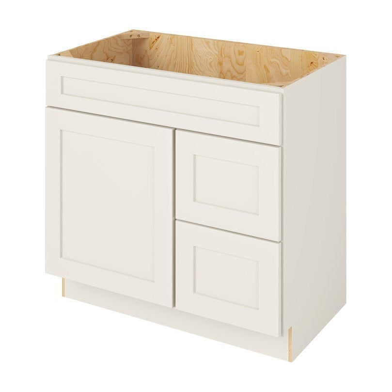 Catalina 36" Sink Base with Right Drawers Freestanding Bathroom Vanity, Shell White