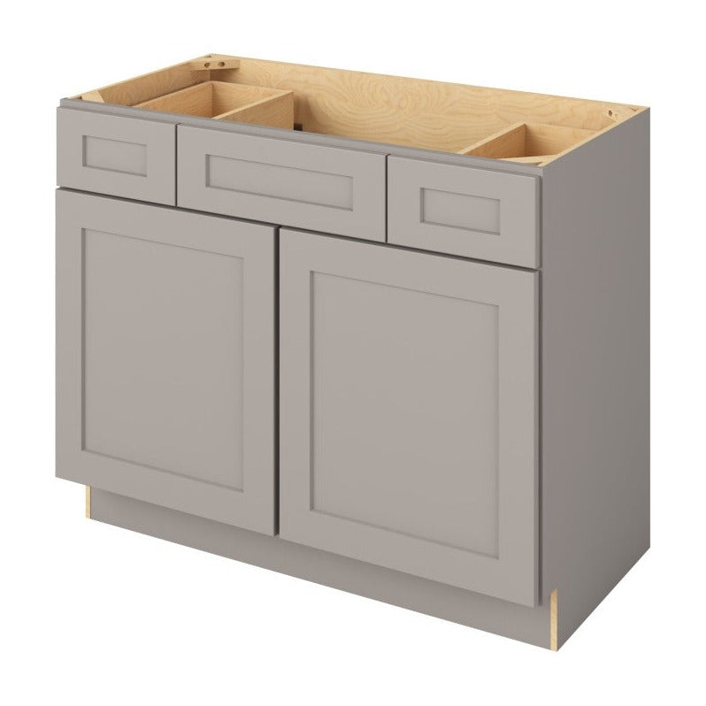 Catalina 42" Single Sink Base with Side Drawers Freestanding Bathroom Vanity, Pebble Grey