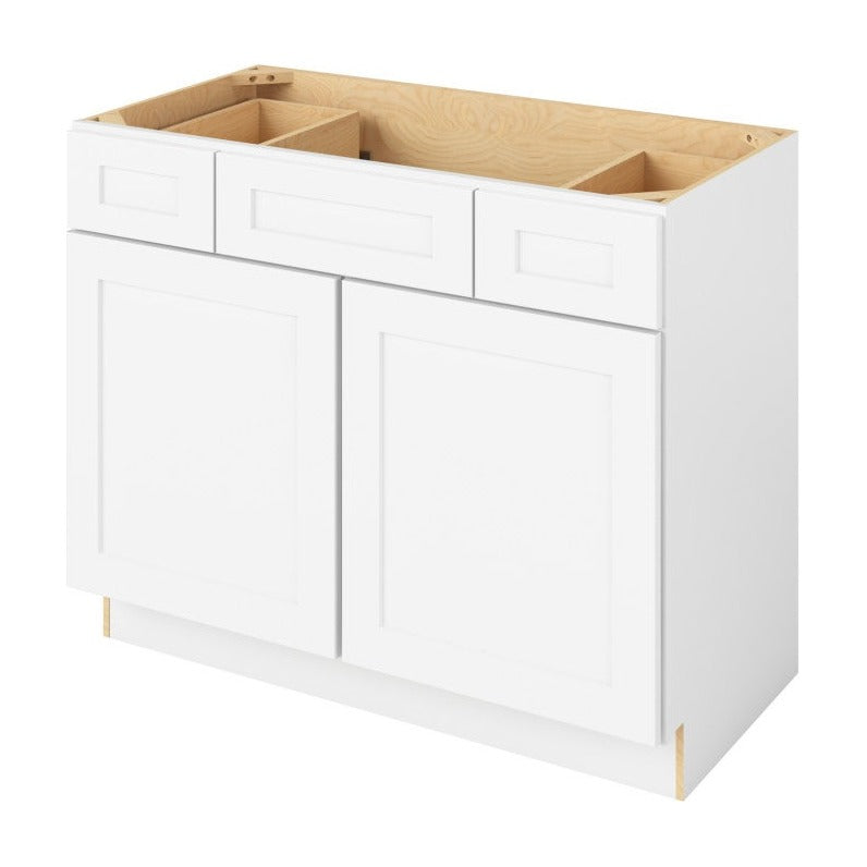 Catalina 42" Single Sink Base with Side Drawers Freestanding Bathroom Vanity, Polar White