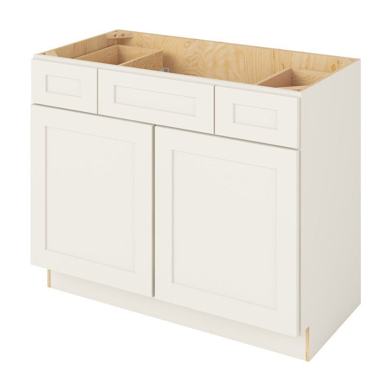 Catalina 42" Single Sink Base with Side Drawers Freestanding Bathroom Vanity, Shell White