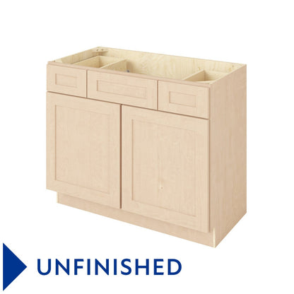 Catalina 42" Single Sink Base with Side Drawers Freestanding Bathroom Vanity, Unfinished