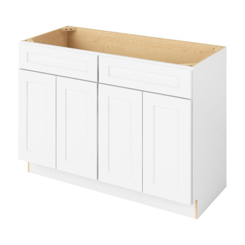 Catalina 48" Double Sink Base Freestanding Bathroom Vanity, Polar White