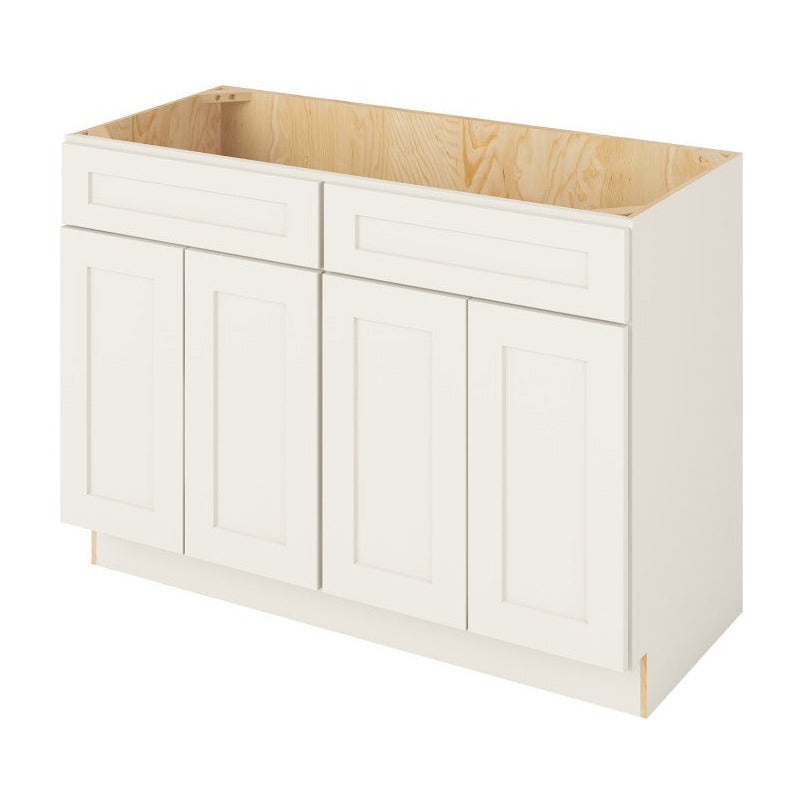 Catalina 48" Double Sink Base Freestanding Bathroom Vanity, Shell White
