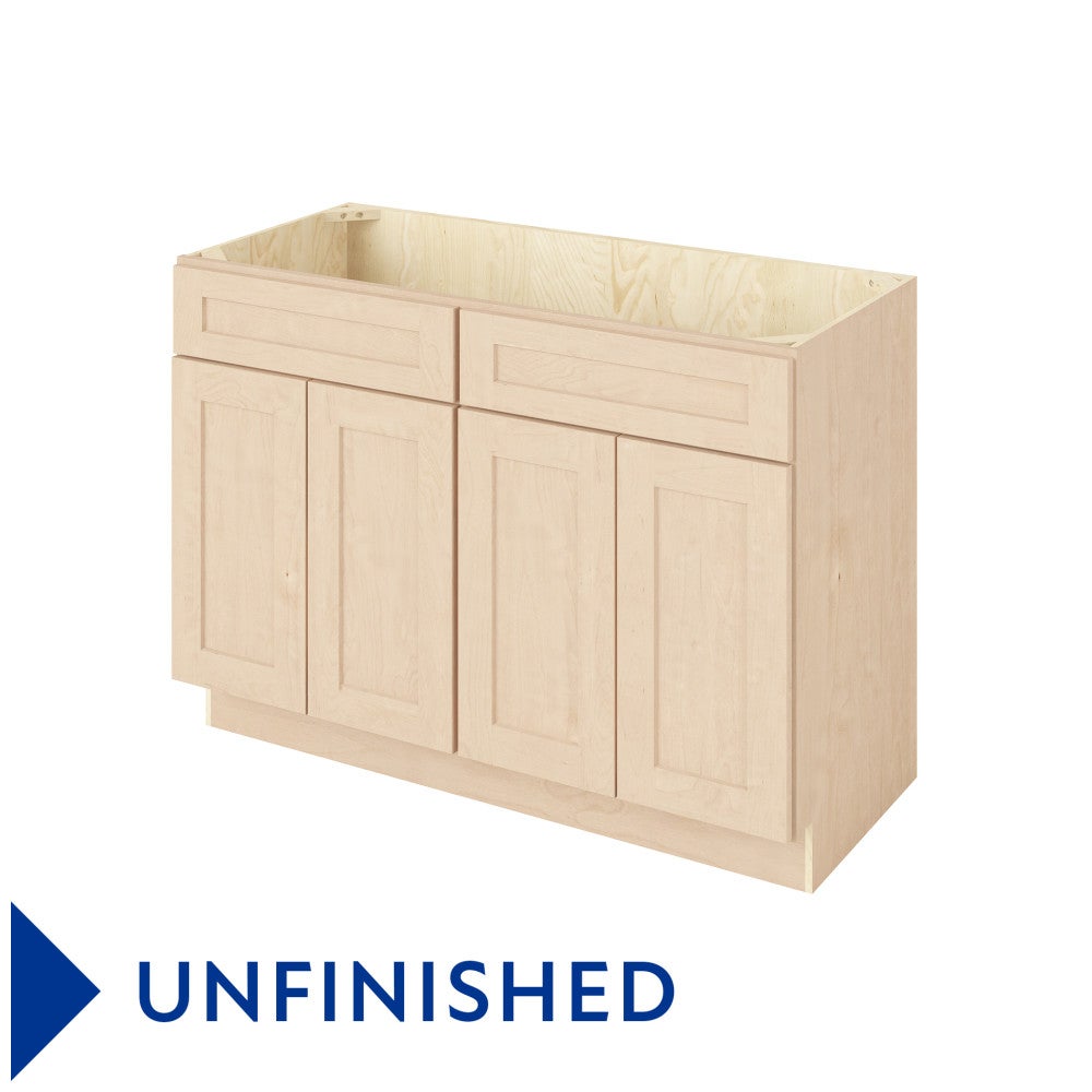 Catalina 48" Double Sink Base Freestanding Bathroom Vanity, Unfinished