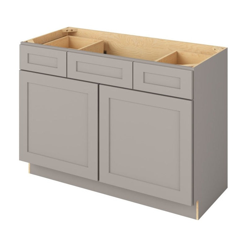 Catalina 48" Single Sink Base with Side Drawers Freestanding Bathroom Vanity, Pebble Grey