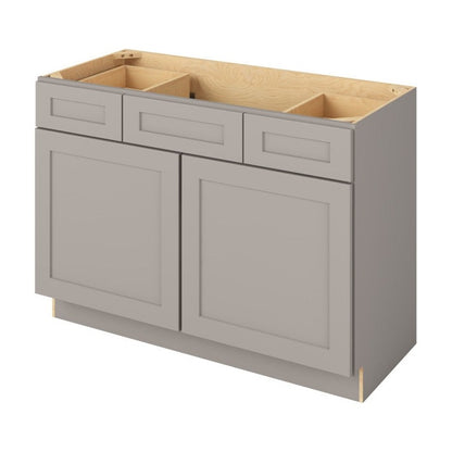 Catalina 48" Single Sink Base with Side Drawers Freestanding Bathroom Vanity, Pebble Grey