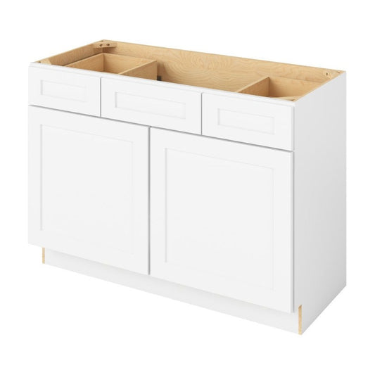 Catalina 48" Single Sink Base with Side Drawers Freestanding Bathroom Vanity, Polar White