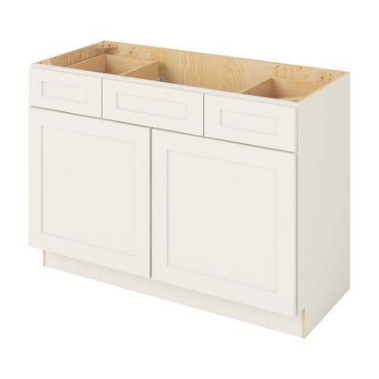 Catalina 48" Single Sink Base with Side Drawers Freestanding Bathroom Vanity, Shell White