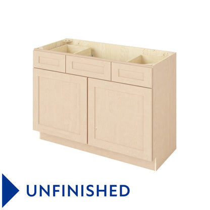 Catalina 48" Single Sink Base with Side Drawers Freestanding Bathroom Vanity, Unfinished