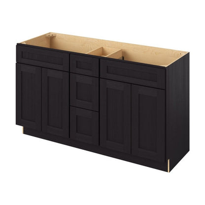 Catalina 60" Double Sink Freestanding Bathroom Vanity with Three Drawers, Espresso