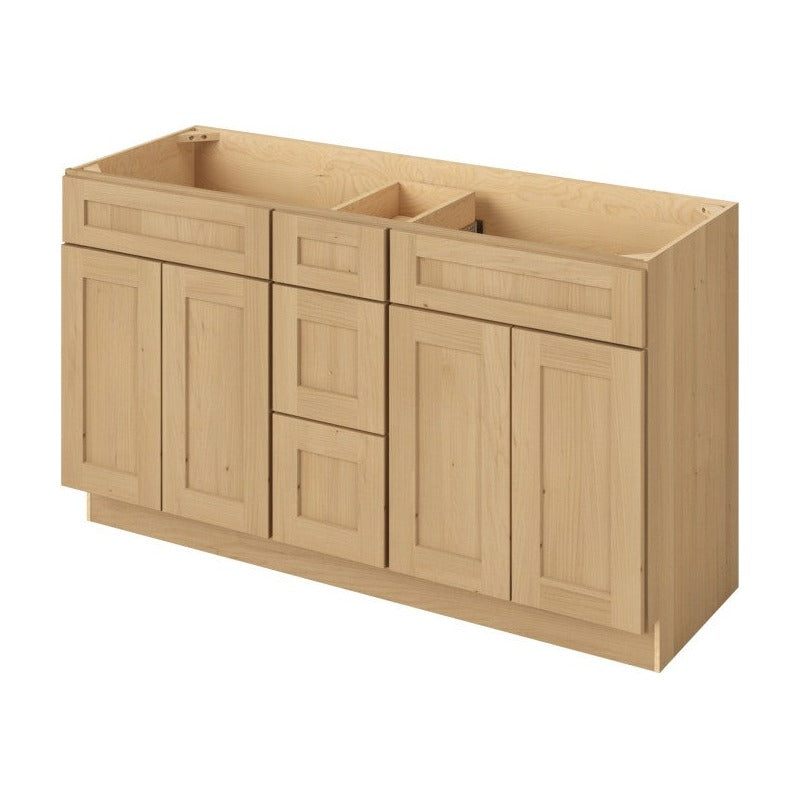 Catalina 60" Double Sink Freestanding Bathroom Vanity with Three Drawers, Sandstone