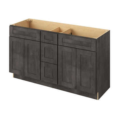 Catalina 60" Double Sink Freestanding Bathroom Vanity with Three Drawers, Slate