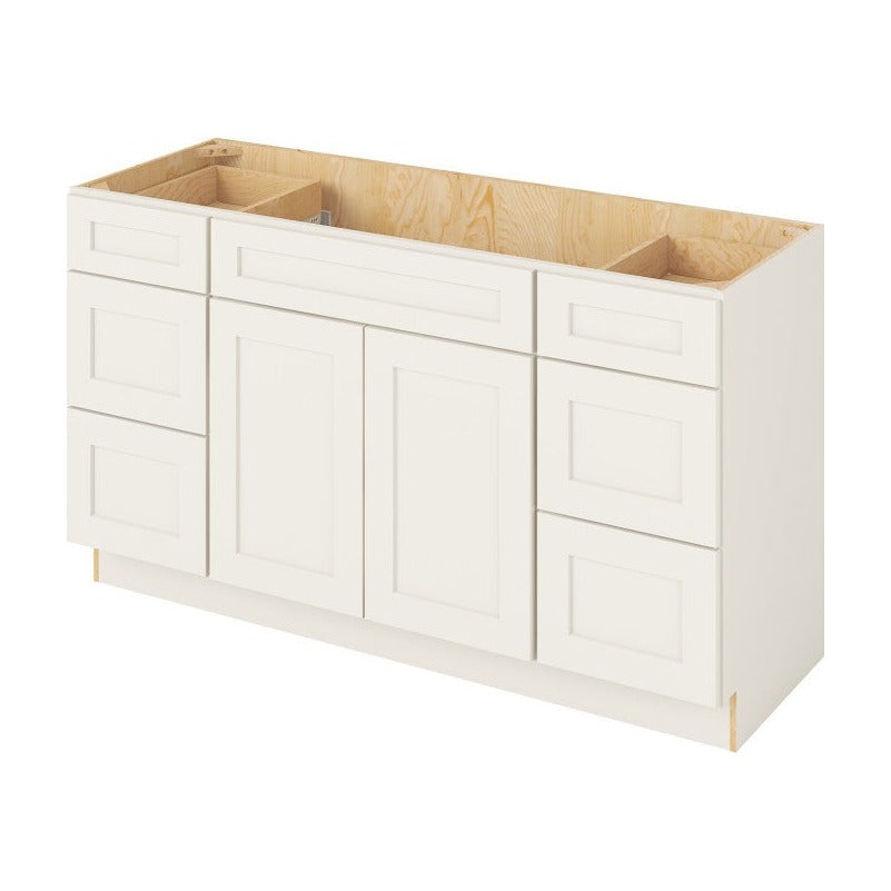 Catalina 60" Single Sink Freestanding Bathroom Vanity with Six Drawers, Shell White