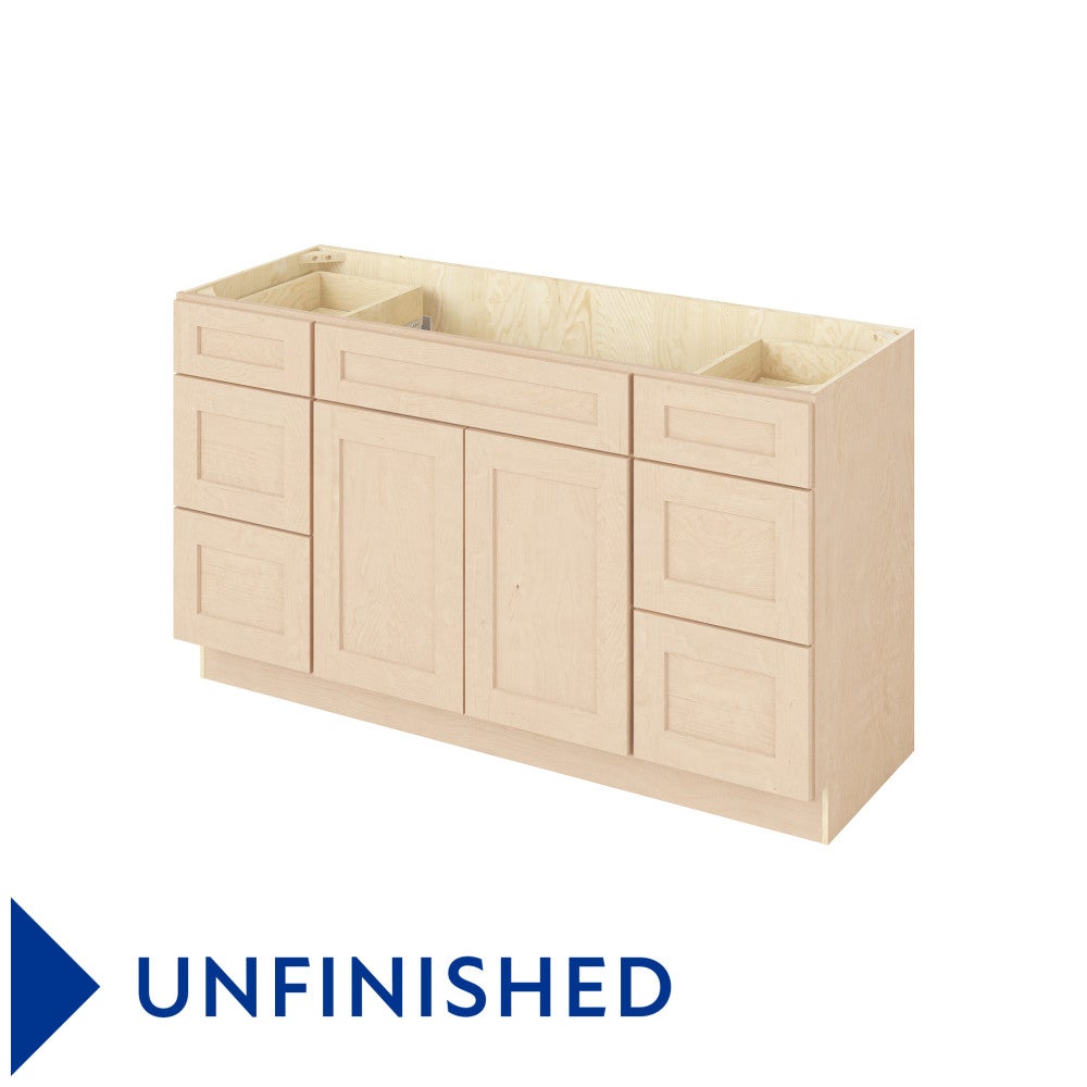 Catalina 60" Single Sink Freestanding Bathroom Vanity with Six Drawers, Unfinished