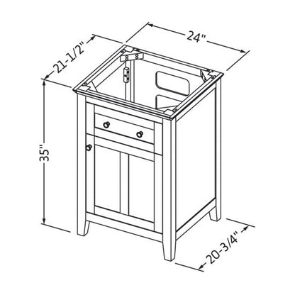 Chatham 24" Single Bowl Freestanding Bathroom Vanity, alternate view