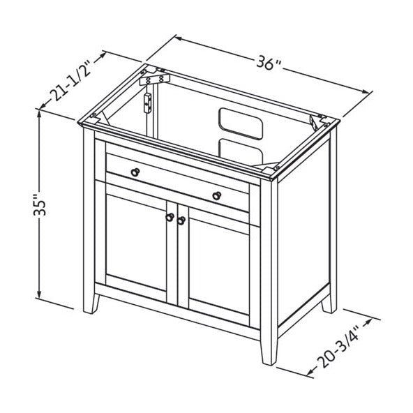 Chatham 36" Single Bowl Freestanding Bathroom Vanity, alternate view
