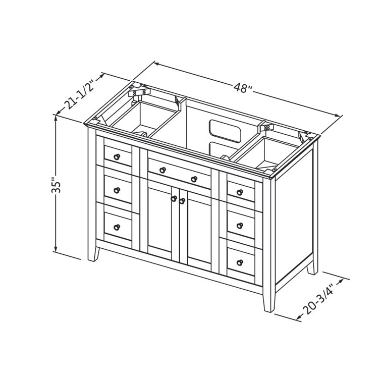 Chatham 48" Single Bowl Freestanding Bathroom Vanity, alternate view