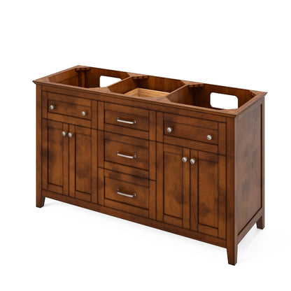 Chatham 60" Double Bowl Freestanding Bathroom Vanity, Chocolate