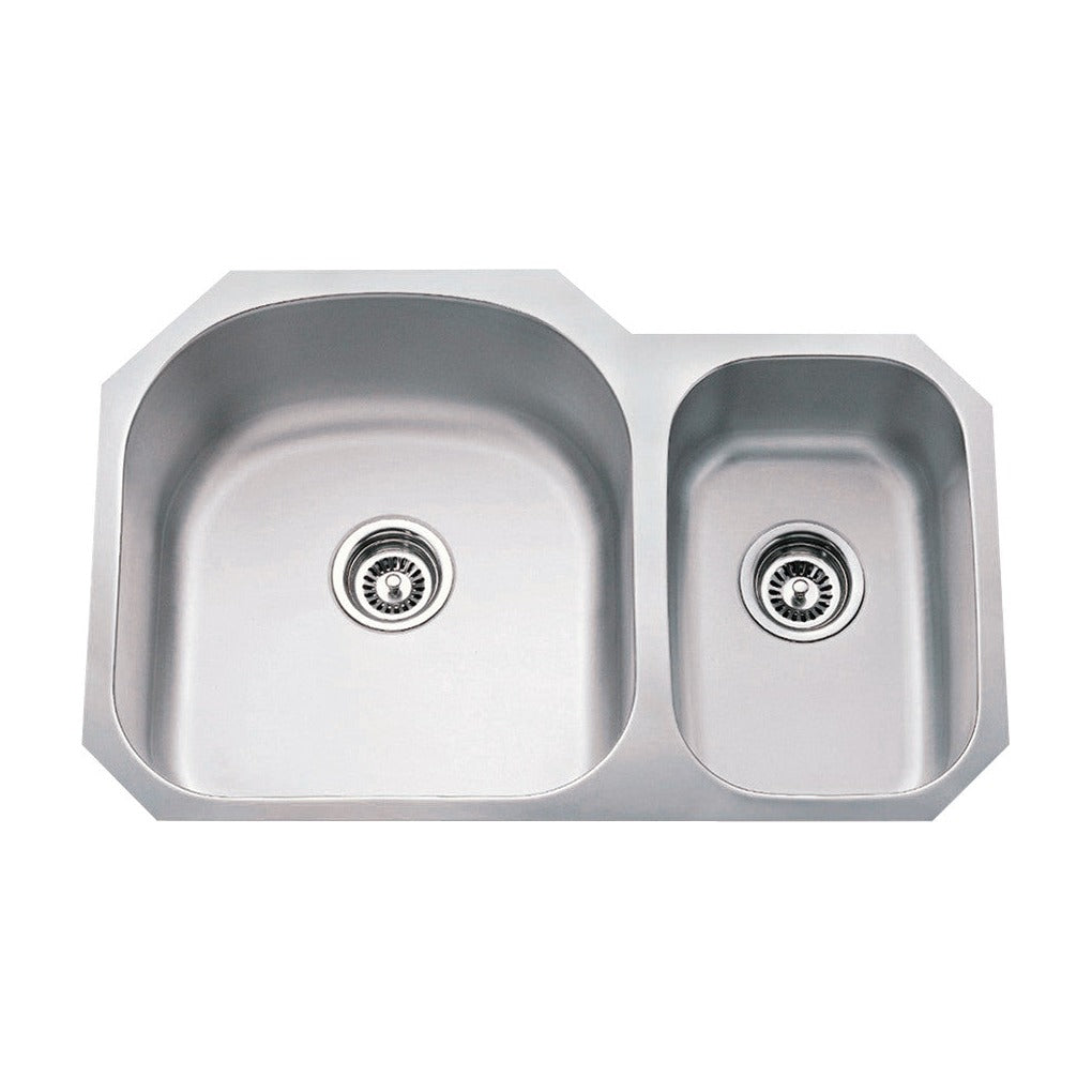 Corinne 31 1/2" 70/30 Stainless Steel Undermount Double Basin Kitchen Sink, Stainless Steel