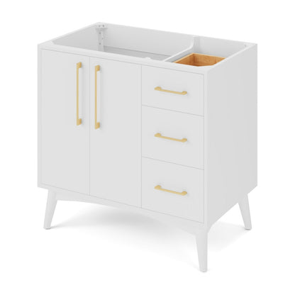 Dashwood 36" Left Offset Bowl Freestanding Bathroom Vanity, White