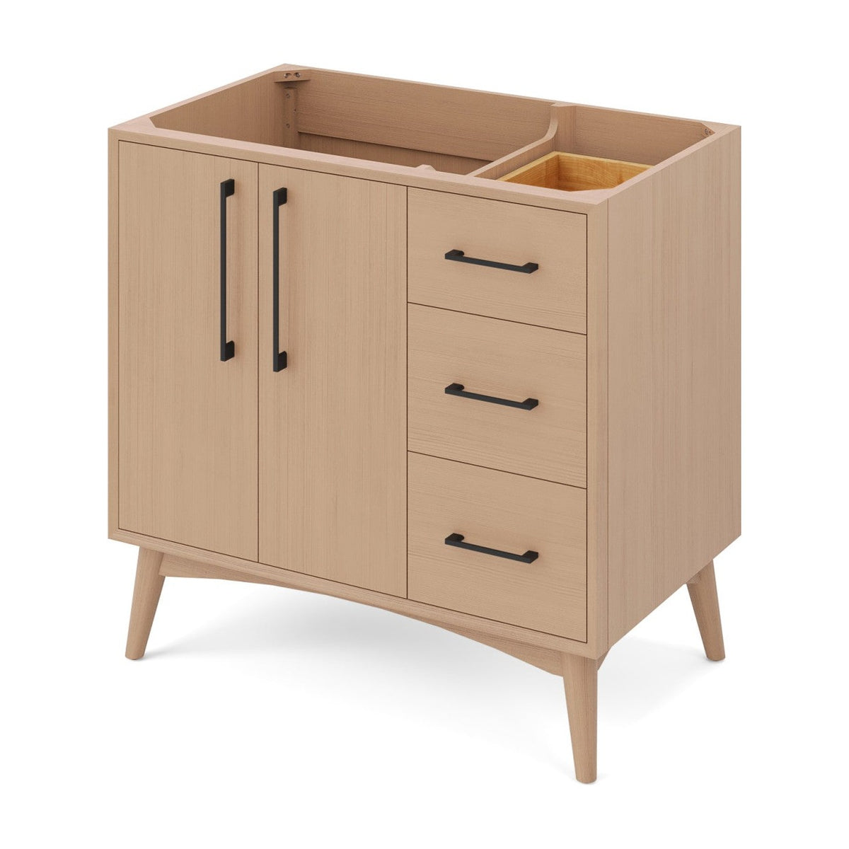 Dashwood 36" Left Offset Bowl Freestanding Bathroom Vanity, Natural Oak