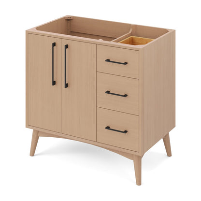 Dashwood 36" Left Offset Bowl Freestanding Bathroom Vanity, Natural Oak