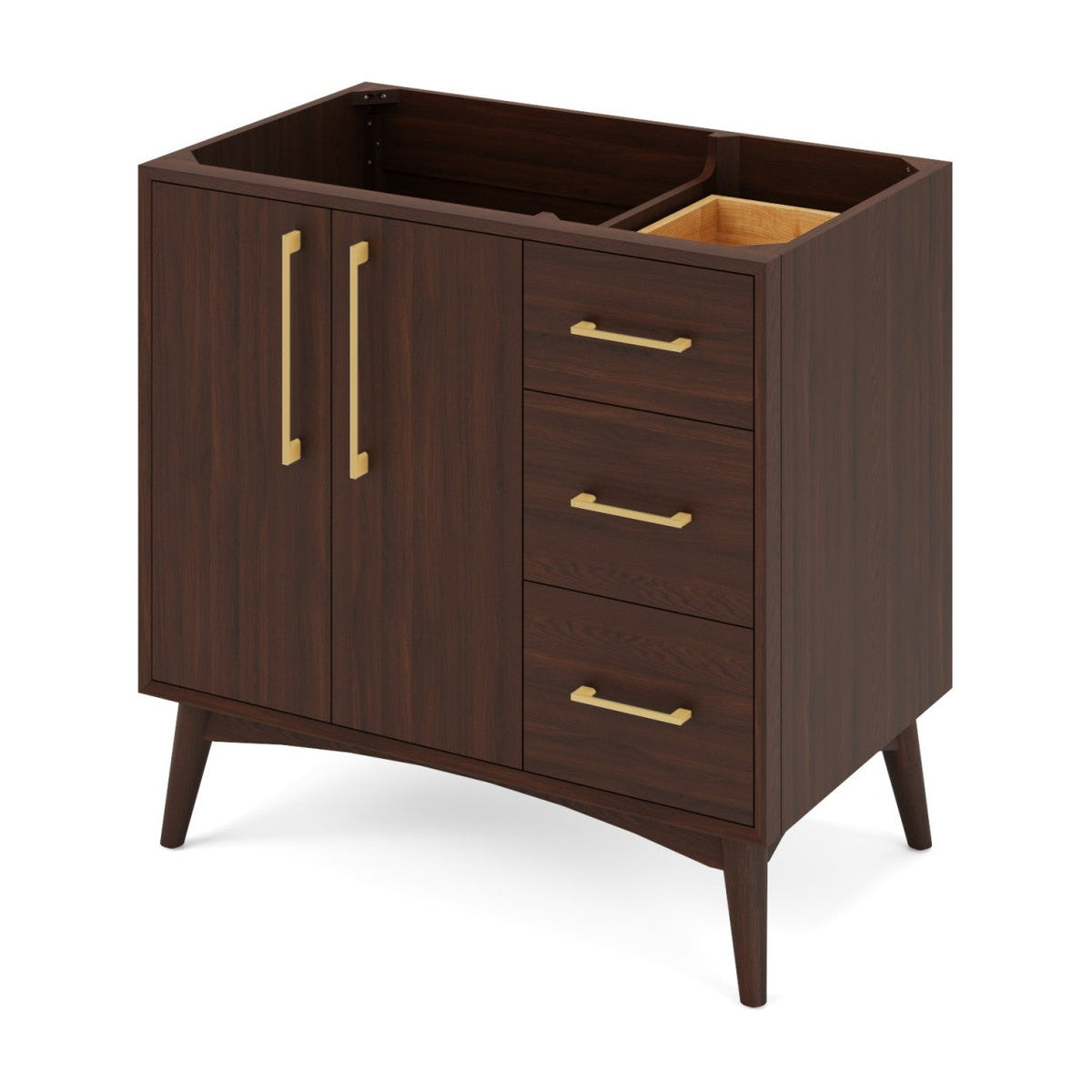 Dashwood 36" Left Offset Bowl Freestanding Bathroom Vanity, Dark Walnut