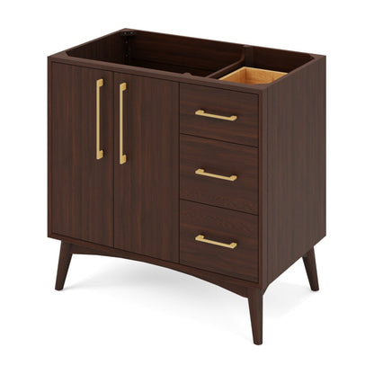 Dashwood 36" Left Offset Bowl Freestanding Bathroom Vanity, Dark Walnut