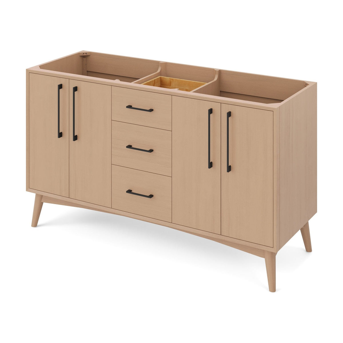 Dashwood 60" Double Bowl Freestanding Bathroom Vanity, Natural Oak