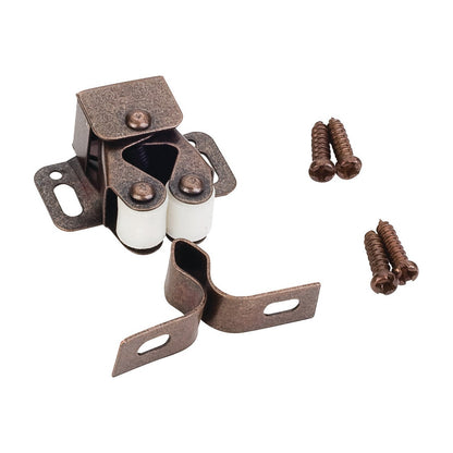 Double Roller Catch with Strike and Screws, Distressed Oil Rubbed Bronze