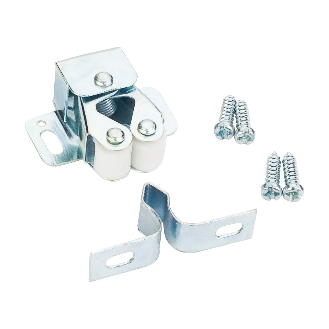 Double Roller Catch with Strike and Screws, Zinc