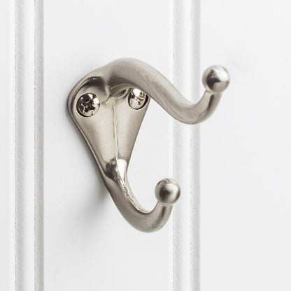 Elements 2 5/16" Traditional Double Prong Ball End Wall Hook in Satin Nickel