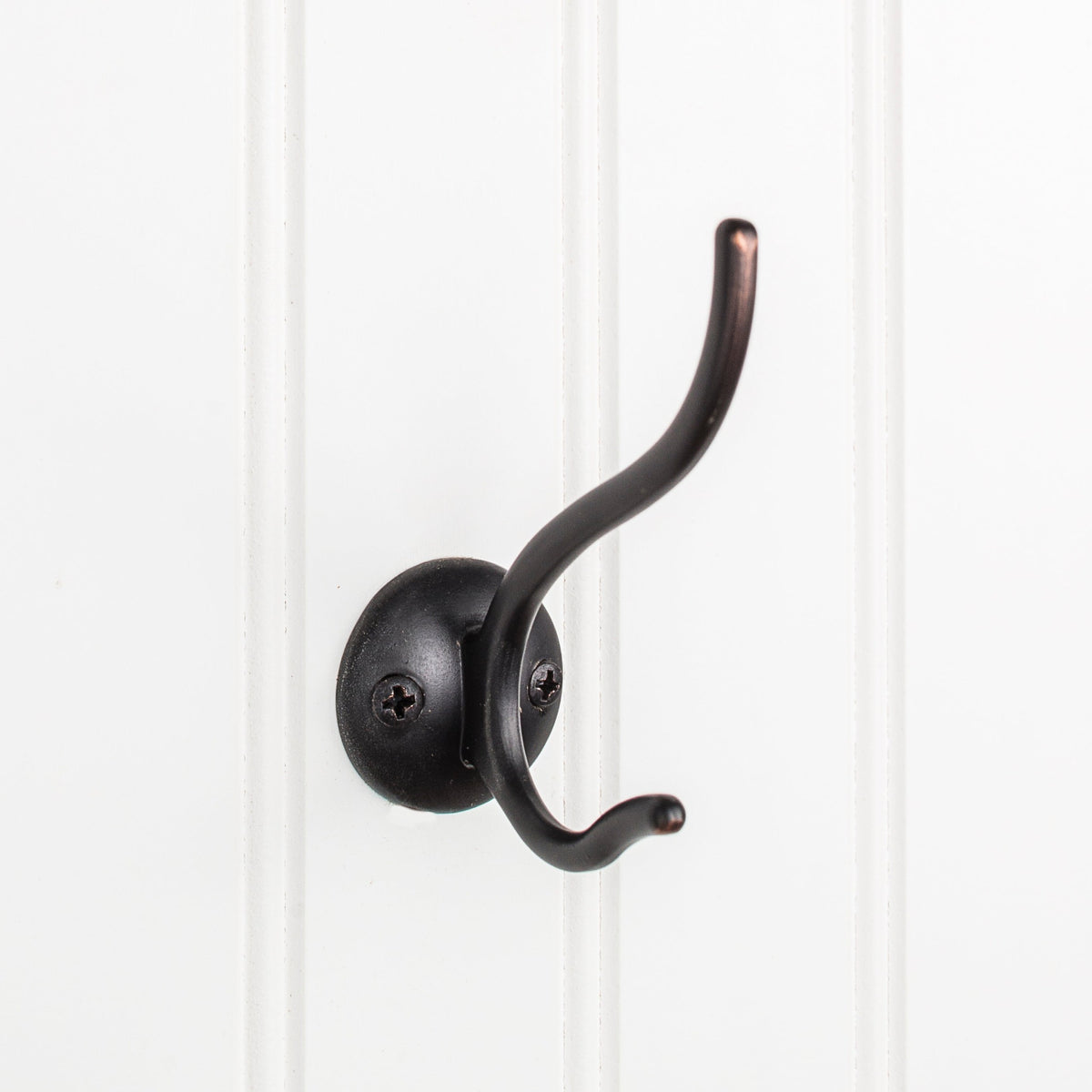 Elements 3 13/16" Slender Contemporary Double Prong Wall Hook in Brushed Oil Rubbed Bronze