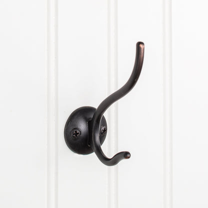 Elements 3 13/16" Slender Contemporary Double Prong Wall Hook in Brushed Oil Rubbed Bronze