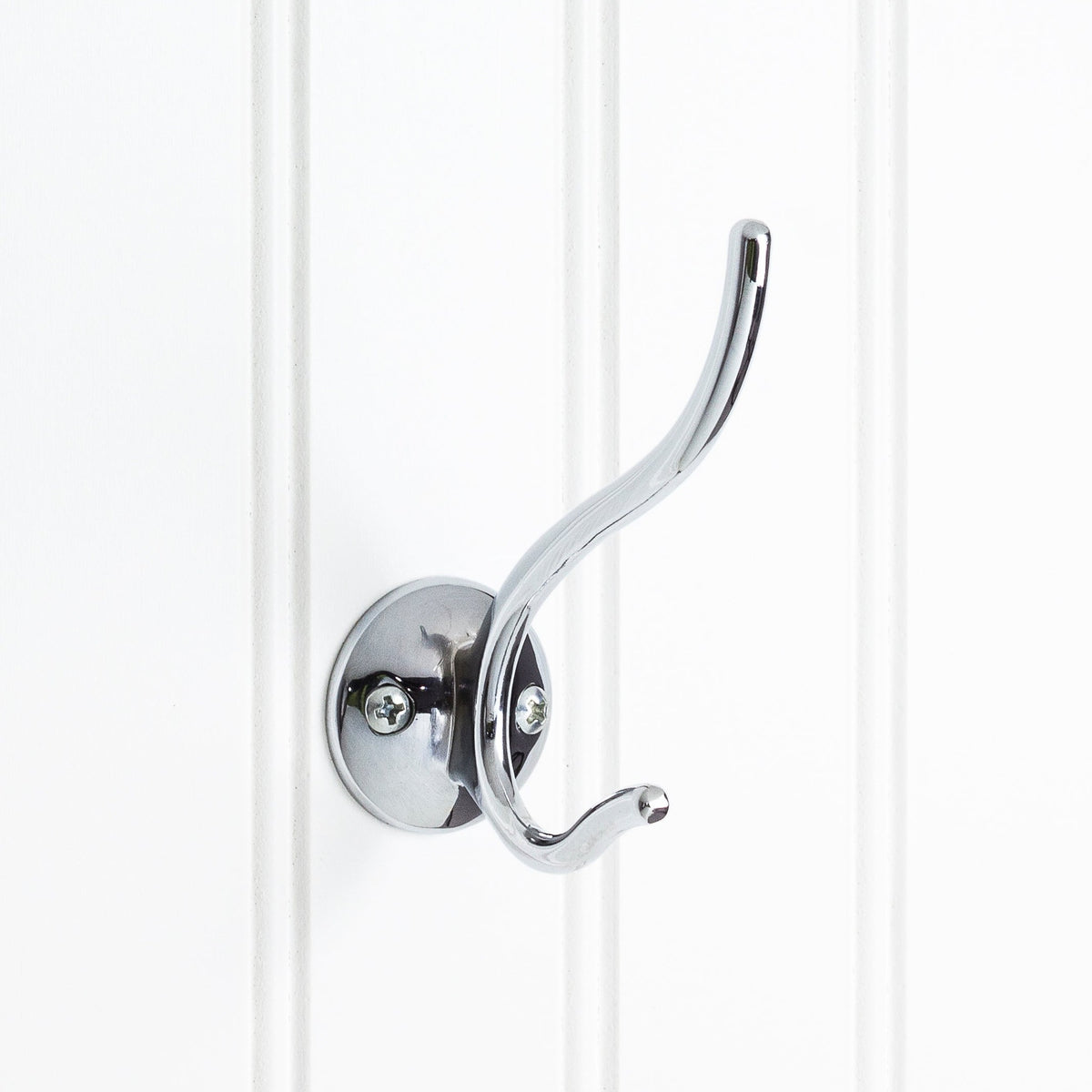 Elements 3 13/16" Slender Contemporary Double Prong Wall Hook in Polished Chrome