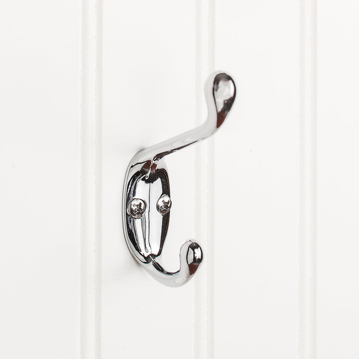 Elements 3 3/8" Small Transitional Double Prong Wall Hook in Polished Chrome