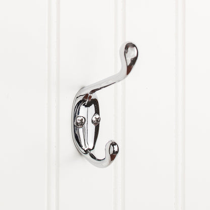 Elements 3 3/8" Small Transitional Double Prong Wall Hook in Polished Chrome