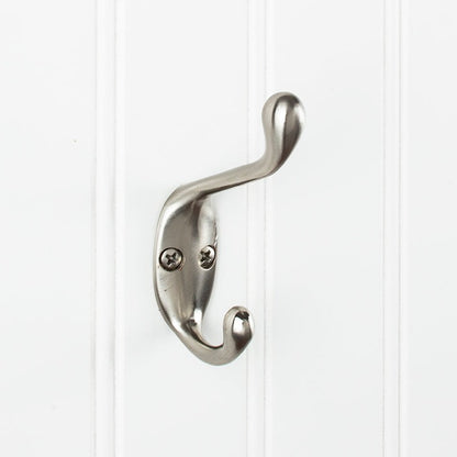 Elements 3 3/8" Small Transitional Double Prong Wall Hook in Satin Nickel