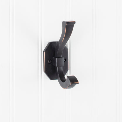 Elements 4 5/16" Emerald Double Prong Wall Hook in Brushed Oil Rubbed Bronze