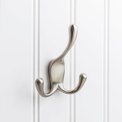 Elements 4" Large Concealed Triple Prong Wall Hook in Satin Nickel