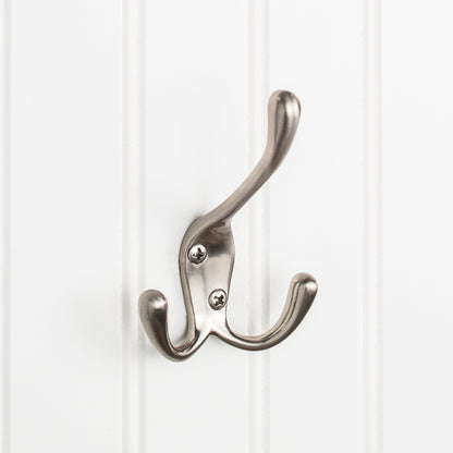 Elements 4" Large Triple Prong Wall Hook in Satin Nickel