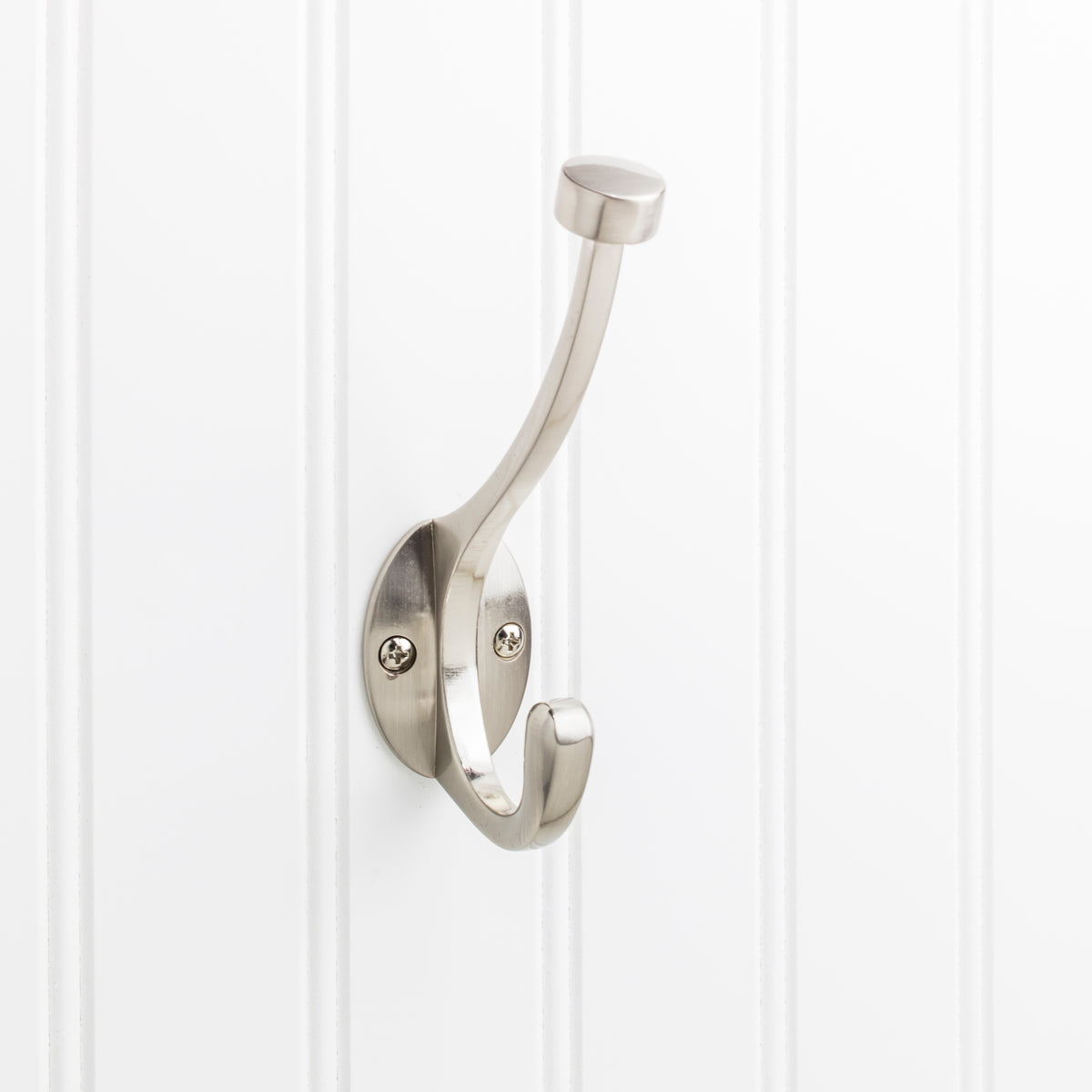 Elements 5 1/2" Pilltop Double Prong Wall Hook in Satin Nickel