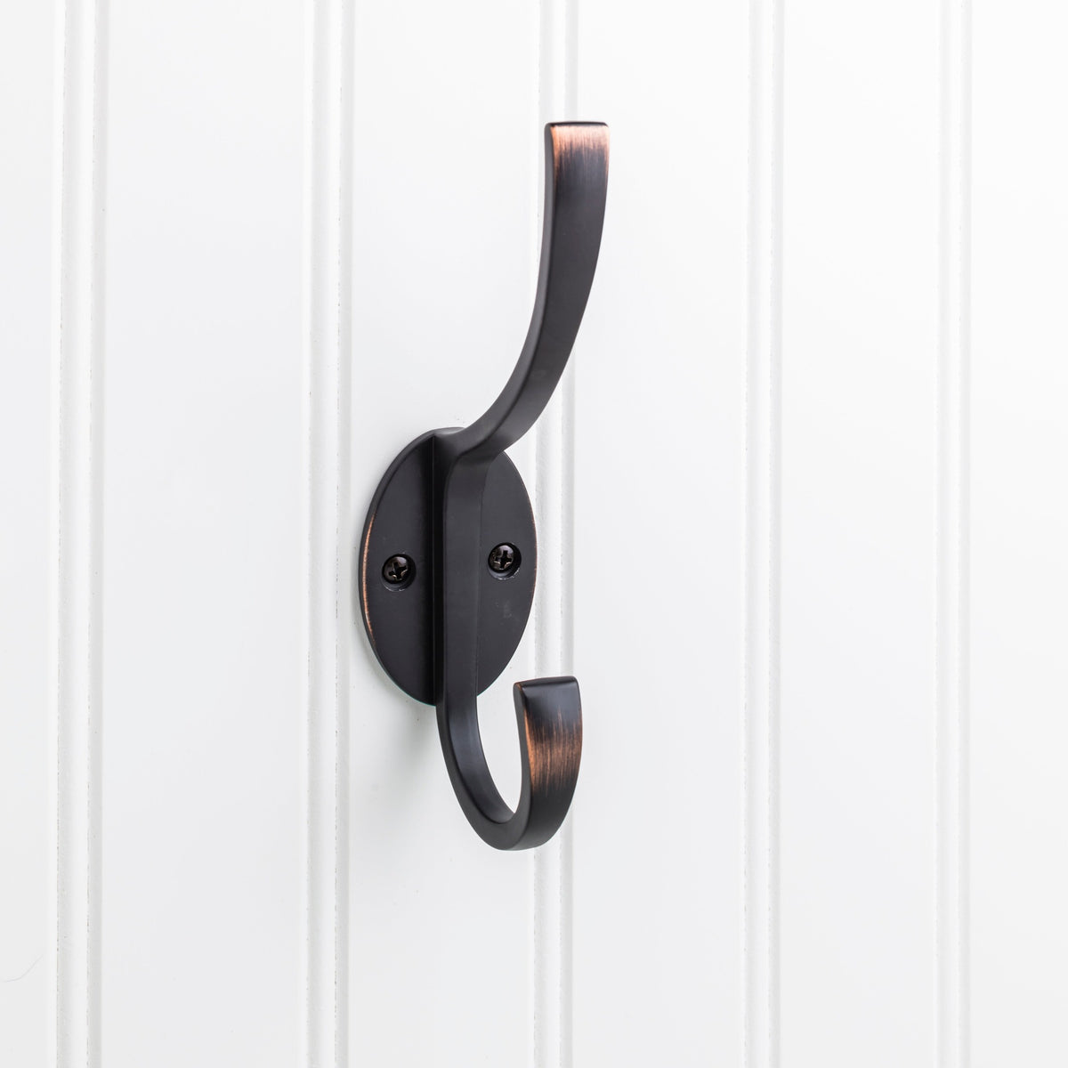 Elements 5 7/8" Flared Transitional Double Prong Wall Hook in Brushed Oil Rubbed Bronze