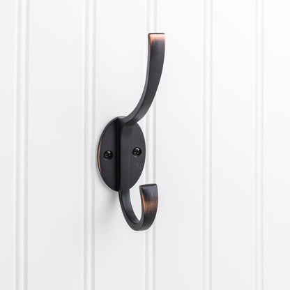 Elements 5 7/8" Flared Transitional Double Prong Wall Hook in Brushed Oil Rubbed Bronze