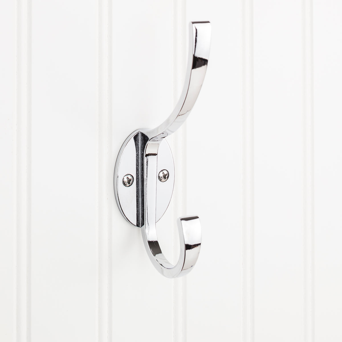 Elements 5 7/8" Flared Transitional Double Prong Wall Hook in Polished Chrome