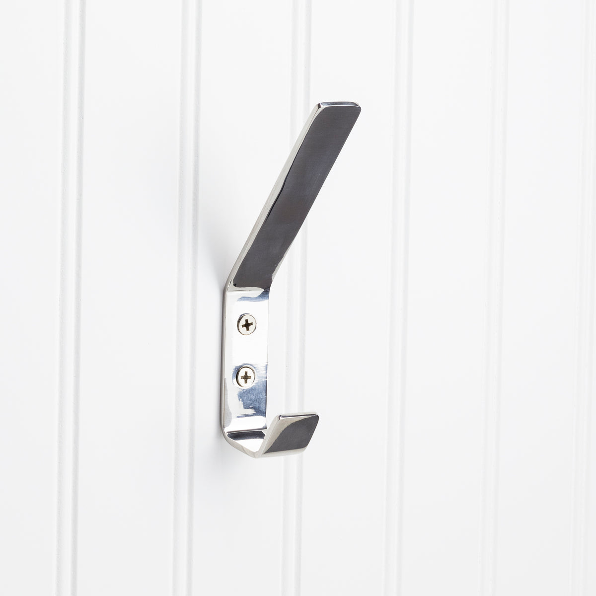Elements 5 9/16" Modern Double Prong Stainless Steel Wall Hook in Polished Stainless Steel