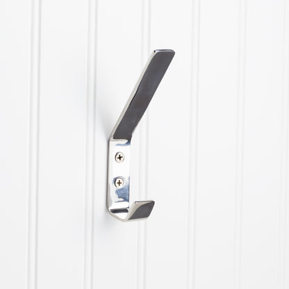 Elements 5 9/16" Modern Double Prong Stainless Steel Wall Hook in Polished Stainless Steel