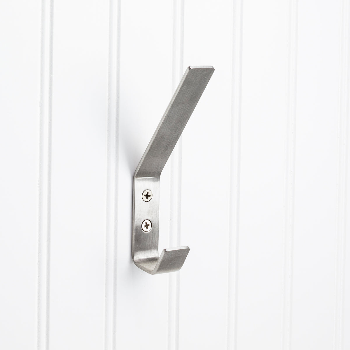 Elements 5 9/16" Modern Double Prong Stainless Steel Wall Hook in Stainless Steel